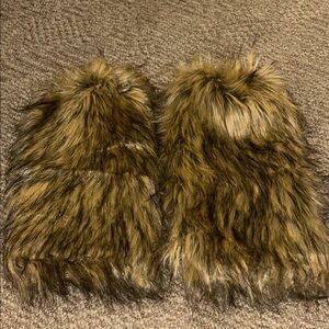 NWOT Faux Fur Brown Arm/leg Warmers